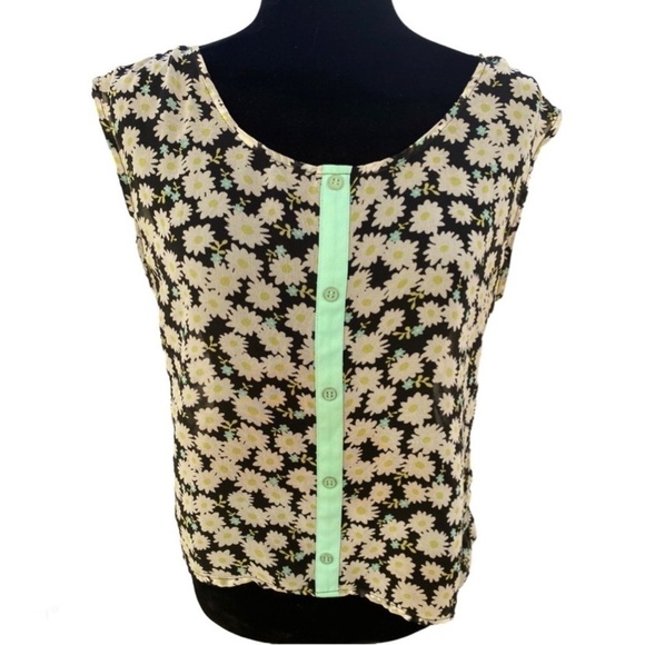 Bongo chiffon sleeveless floral summer top M - Picture 1 of 10